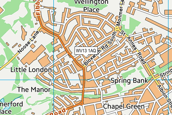 WV13 1AQ map - OS VectorMap District (Ordnance Survey)