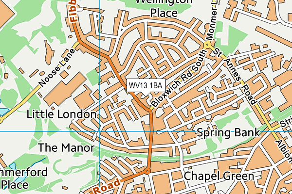 WV13 1BA map - OS VectorMap District (Ordnance Survey)