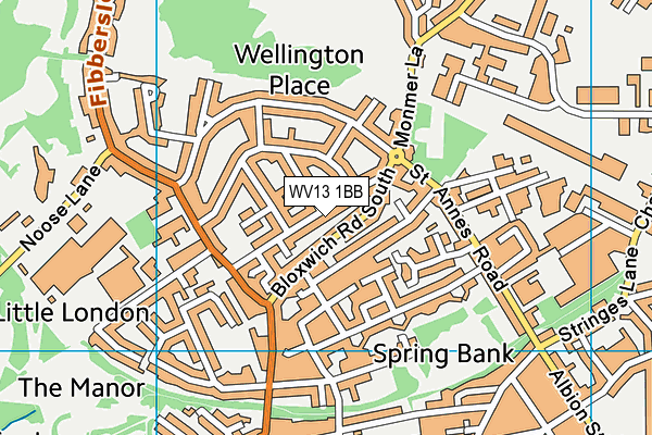 WV13 1BB map - OS VectorMap District (Ordnance Survey)