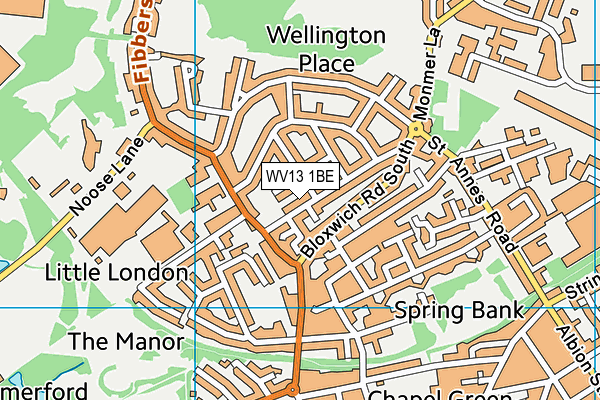 WV13 1BE map - OS VectorMap District (Ordnance Survey)
