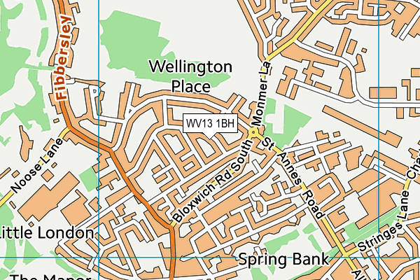 WV13 1BH map - OS VectorMap District (Ordnance Survey)