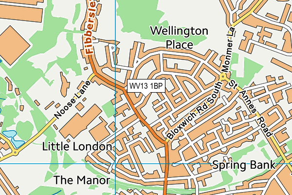 WV13 1BP map - OS VectorMap District (Ordnance Survey)