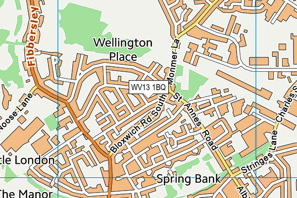 WV13 1BQ map - OS VectorMap District (Ordnance Survey)