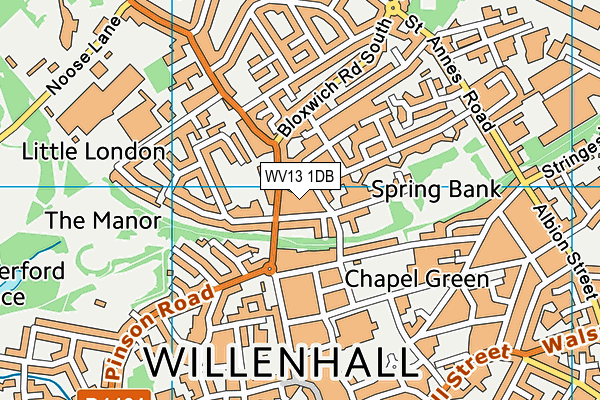 WV13 1DB map - OS VectorMap District (Ordnance Survey)