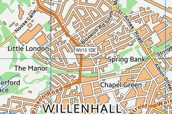 WV13 1DE map - OS VectorMap District (Ordnance Survey)