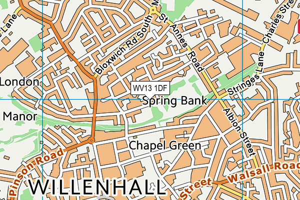 WV13 1DF map - OS VectorMap District (Ordnance Survey)