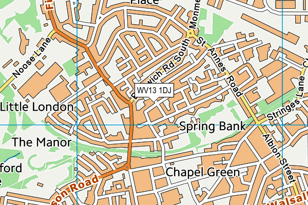 WV13 1DJ map - OS VectorMap District (Ordnance Survey)