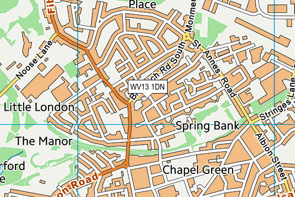 WV13 1DN map - OS VectorMap District (Ordnance Survey)
