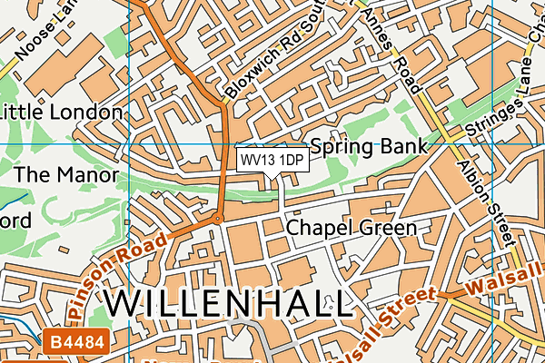 WV13 1DP map - OS VectorMap District (Ordnance Survey)