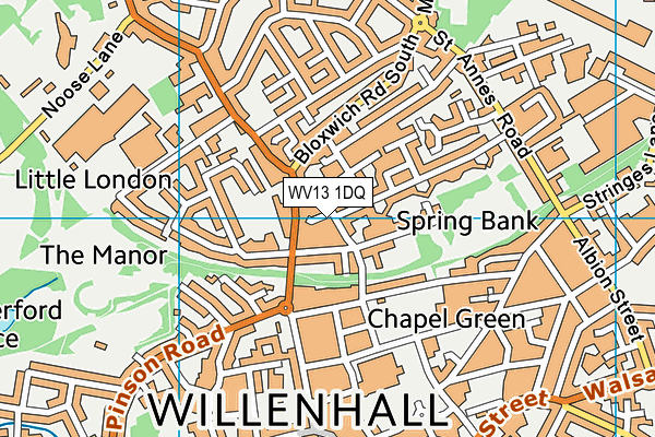 WV13 1DQ map - OS VectorMap District (Ordnance Survey)