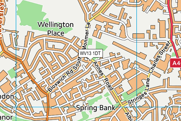 WV13 1DT map - OS VectorMap District (Ordnance Survey)