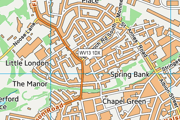 WV13 1DX map - OS VectorMap District (Ordnance Survey)