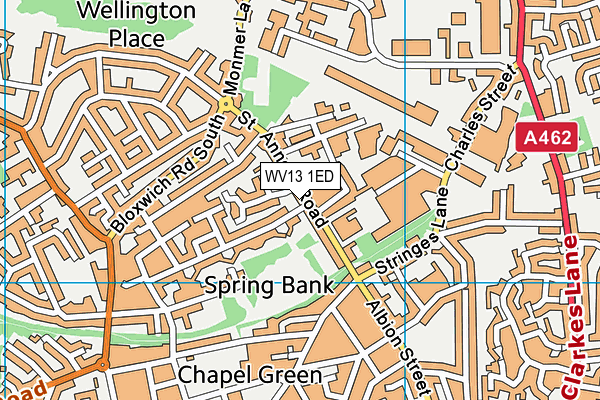 WV13 1ED map - OS VectorMap District (Ordnance Survey)