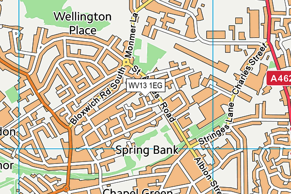 WV13 1EG map - OS VectorMap District (Ordnance Survey)