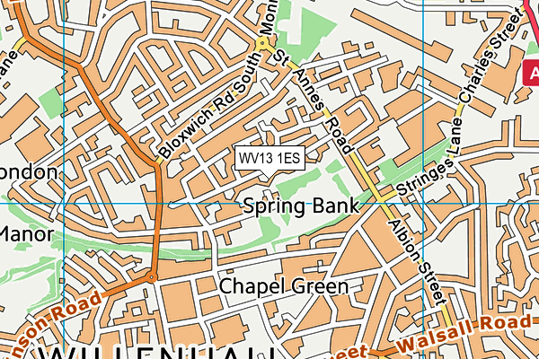 WV13 1ES map - OS VectorMap District (Ordnance Survey)