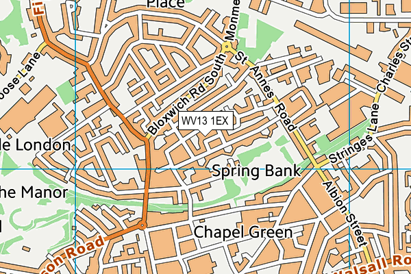 WV13 1EX map - OS VectorMap District (Ordnance Survey)