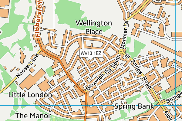 WV13 1EZ map - OS VectorMap District (Ordnance Survey)