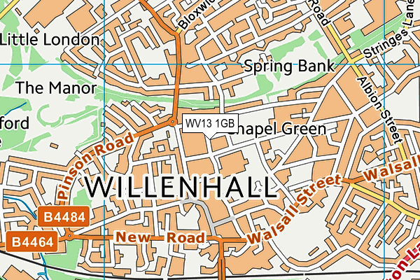 WV13 1GB map - OS VectorMap District (Ordnance Survey)