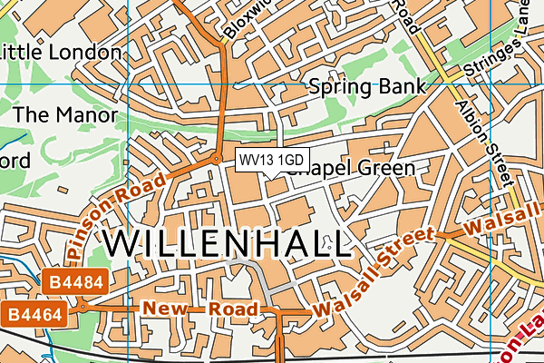 WV13 1GD map - OS VectorMap District (Ordnance Survey)