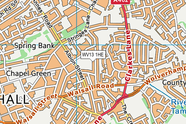 WV13 1HE map - OS VectorMap District (Ordnance Survey)