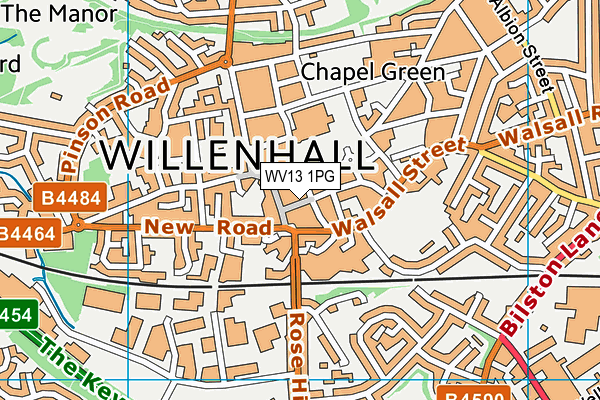 WV13 1PG map - OS VectorMap District (Ordnance Survey)