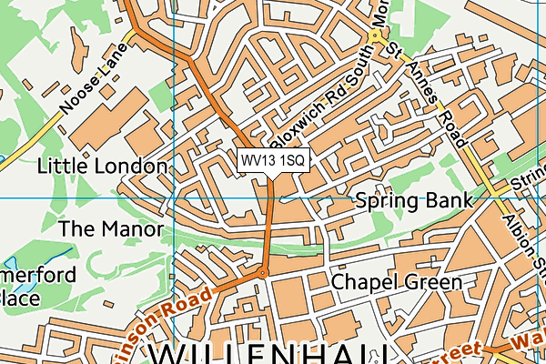 WV13 1SQ map - OS VectorMap District (Ordnance Survey)