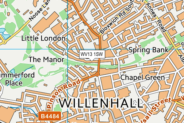 WV13 1SW map - OS VectorMap District (Ordnance Survey)