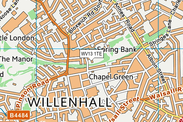 WV13 1TE map - OS VectorMap District (Ordnance Survey)