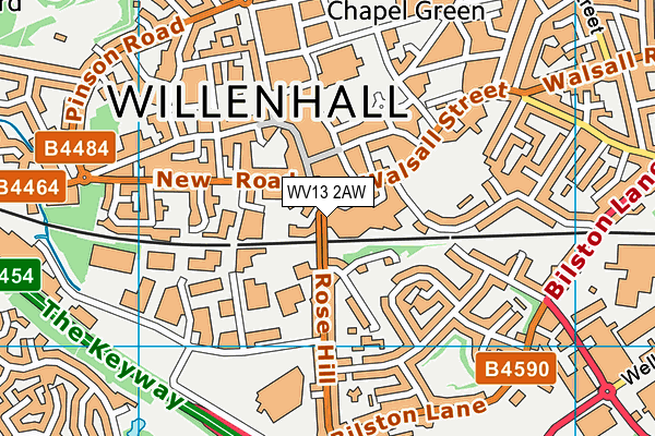 WV13 2AW map - OS VectorMap District (Ordnance Survey)
