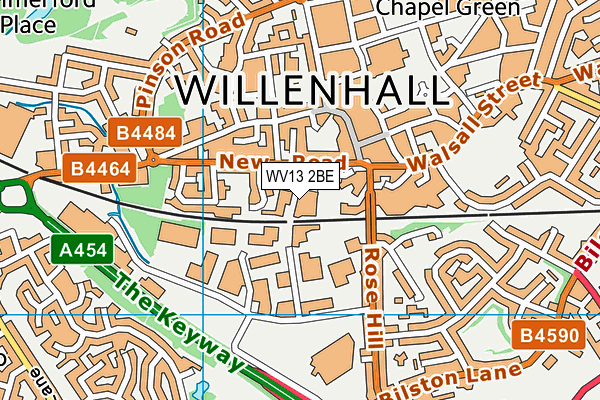 WV13 2BE map - OS VectorMap District (Ordnance Survey)