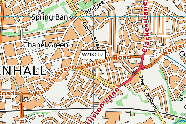 WV13 2DZ map - OS VectorMap District (Ordnance Survey)