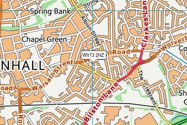 WV13 2HZ map - OS VectorMap District (Ordnance Survey)
