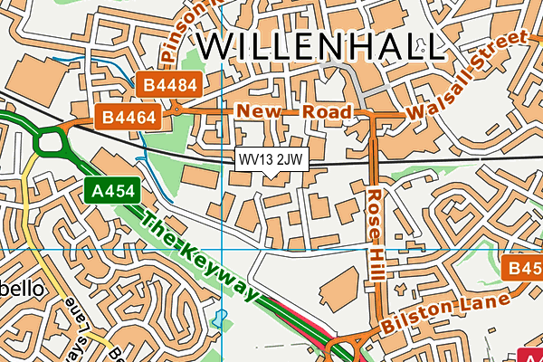 WV13 2JW map - OS VectorMap District (Ordnance Survey)