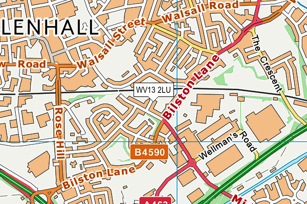 WV13 2LU map - OS VectorMap District (Ordnance Survey)