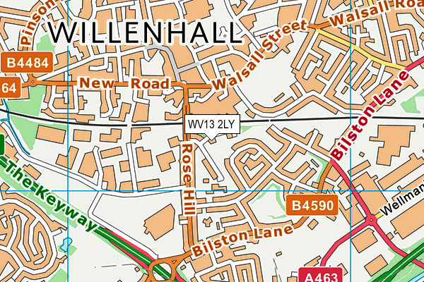 WV13 2LY map - OS VectorMap District (Ordnance Survey)