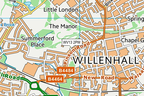WV13 2PW map - OS VectorMap District (Ordnance Survey)
