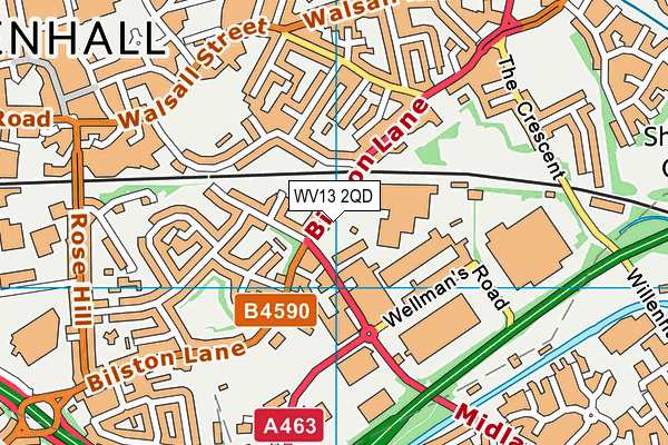 WV13 2QD map - OS VectorMap District (Ordnance Survey)