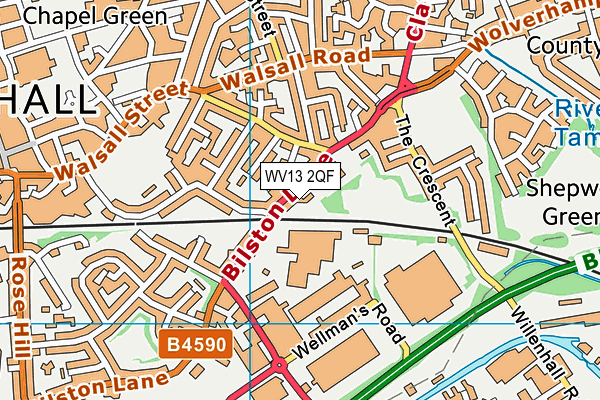 WV13 2QF map - OS VectorMap District (Ordnance Survey)