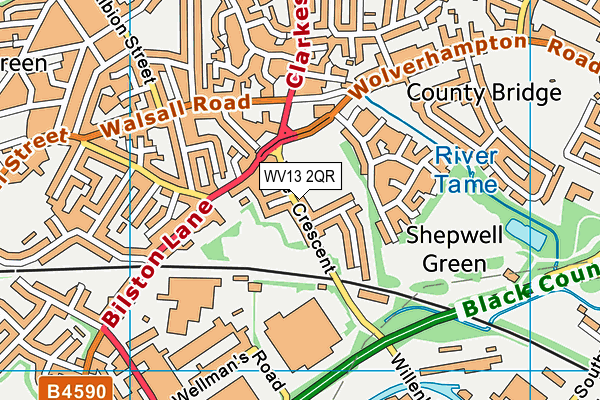 WV13 2QR map - OS VectorMap District (Ordnance Survey)