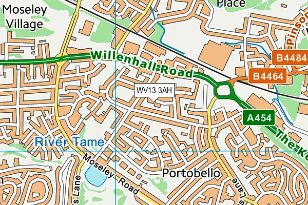 WV13 3AH map - OS VectorMap District (Ordnance Survey)