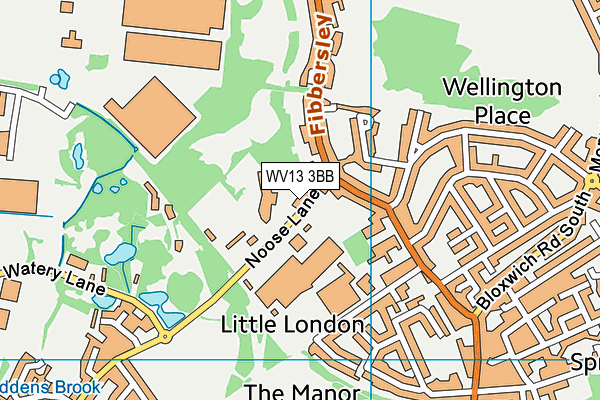 Fibbersley Park Academy map (WV13 3BB) - OS VectorMap District (Ordnance Survey)