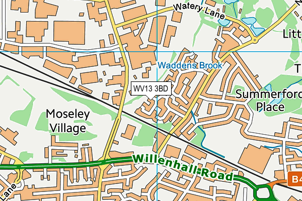 WV13 3BD map - OS VectorMap District (Ordnance Survey)