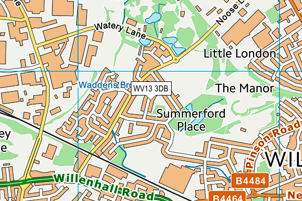 WV13 3DB map - OS VectorMap District (Ordnance Survey)