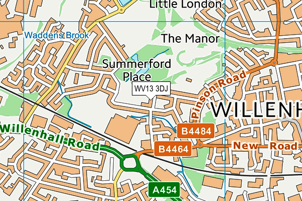 WV13 3DJ map - OS VectorMap District (Ordnance Survey)