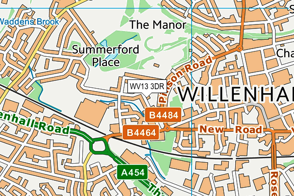 WV13 3DR map - OS VectorMap District (Ordnance Survey)