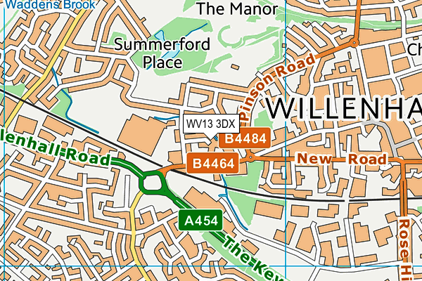 WV13 3DX map - OS VectorMap District (Ordnance Survey)