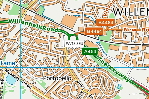WV13 3EU map - OS VectorMap District (Ordnance Survey)