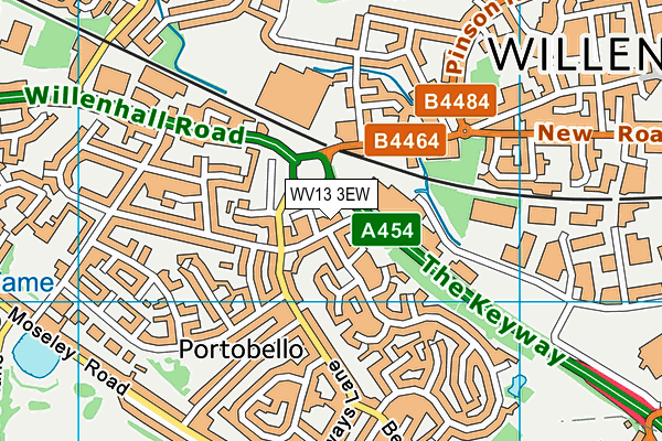 WV13 3EW map - OS VectorMap District (Ordnance Survey)