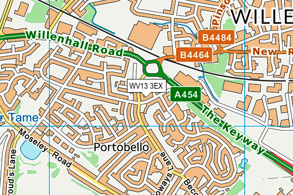 WV13 3EX map - OS VectorMap District (Ordnance Survey)