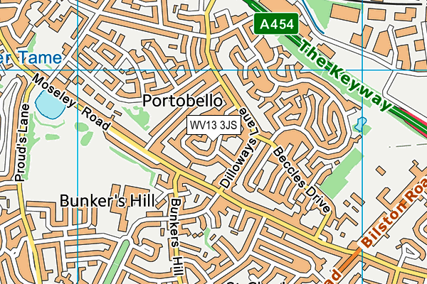 WV13 3JS map - OS VectorMap District (Ordnance Survey)